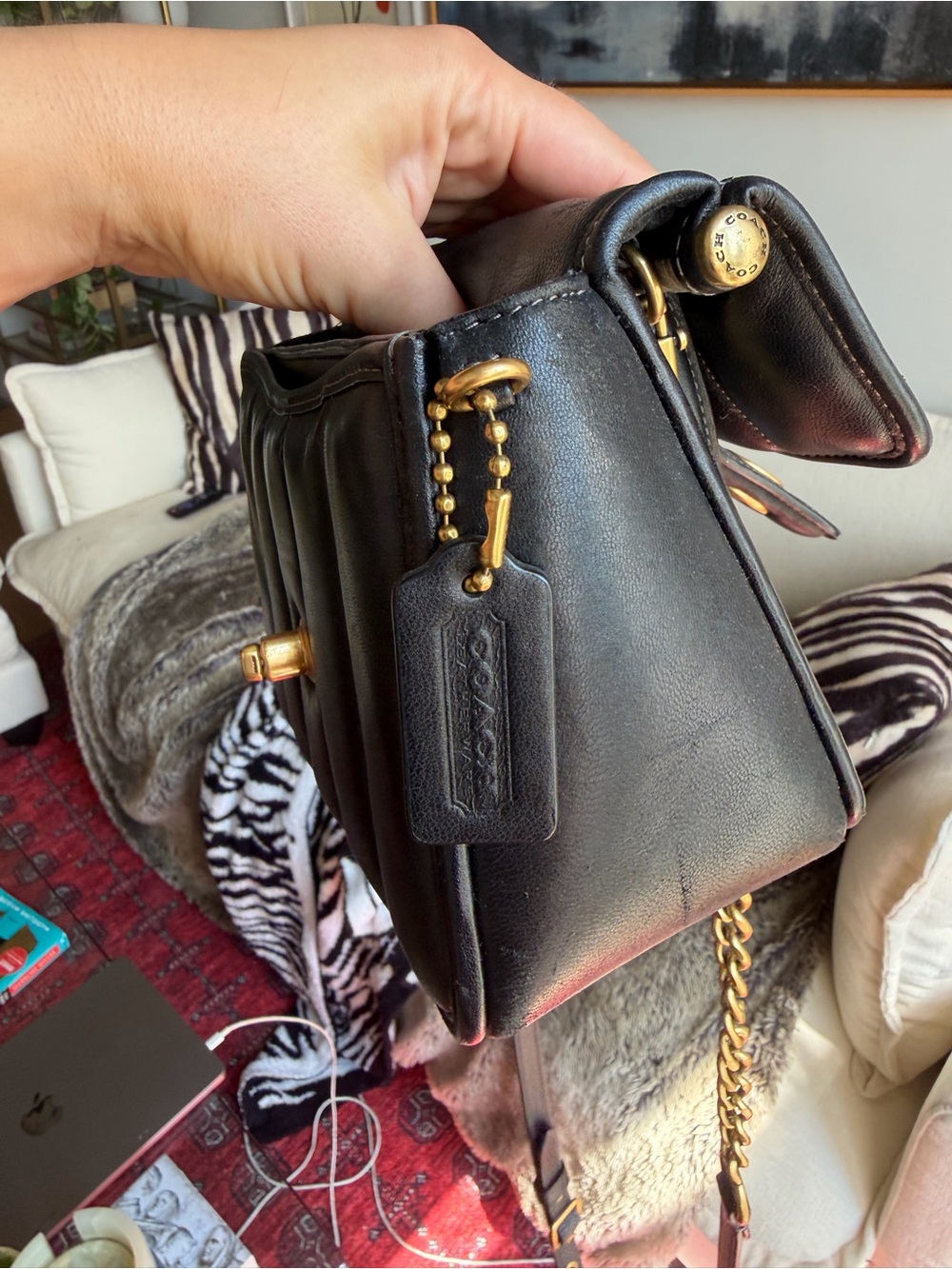Coach Willis Top Handle Quilted Bag with Removable Crossbody Chain Strap - Black - Picture 3 of 7